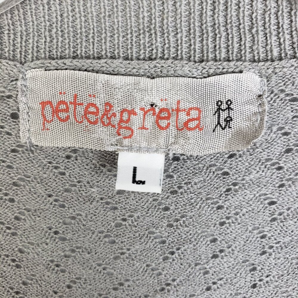 Pete & Greta Johnny Was Cardigan Open Front Lightweight Knit Cotton size L Gray - Picture 2 of 10